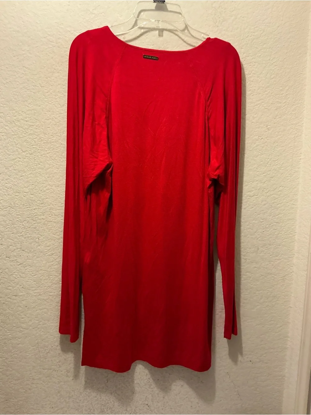NWT Michael Kors Red Long-Sleeve V-Neck Top with Beaded Trim